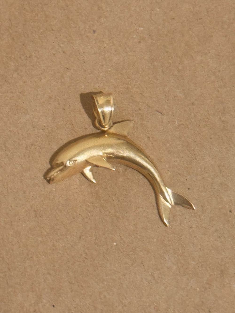 Vintage Large Solid Gold Dolphin Pendant